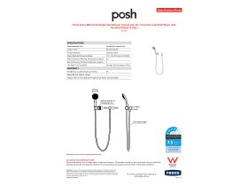 Specification Sheet - Posh Solus MK3 Grab Single Rail Shower Conversion Kit 1 Function with Wall Water Inlet Brushed Nickel (4 Star)