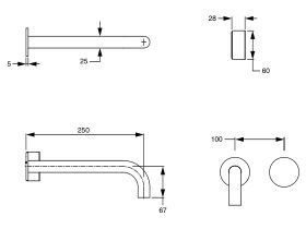 Sussex Pure Progressive Wall Basin Mixer Tap System 250mm (3 Star)