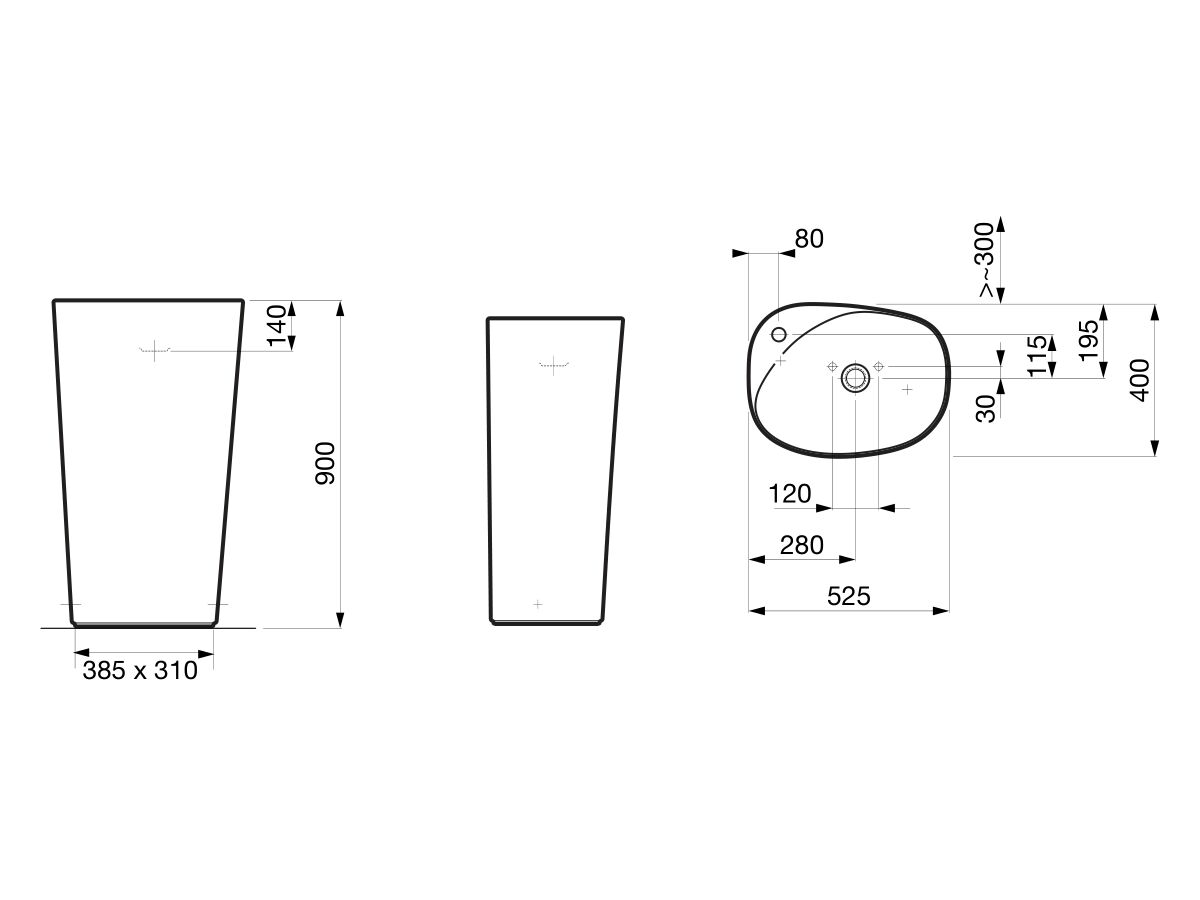 LAUFEN Palomba Floorstanding Washbasin 1 Taphole White