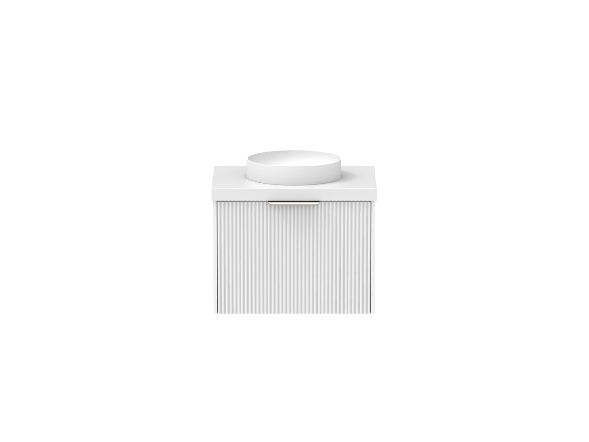 Supporting Image - Kado Neue Fluted Square All Drawer 600mm Wall Hung Vanity with Centre Basin 50mm Top Ultra White