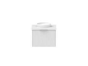 Supporting Image - Kado Neue Fluted Square All Drawer 600mm Wall Hung Vanity with Centre Basin 50mm Top Ultra White