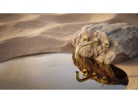 In Situ - Sussex Scala Nova Wall Basin/Bath Set 200mm in Brushed Gold - Desert Scene
