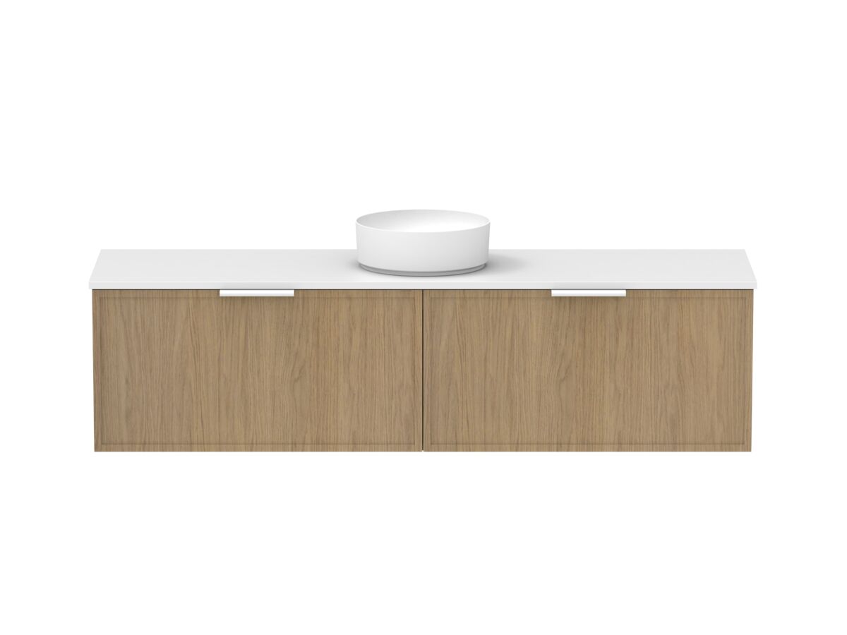 Supporting Image - Kado Lux Slim All Drawer 1800mm Wall Hung Vanity with Centre Basin 20mm Top Boston Oak