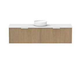 Supporting Image - Kado Lux Slim All Drawer 1800mm Wall Hung Vanity with Centre Basin 20mm Top Boston Oak