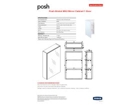 Technical Guide - Posh Bristol MK2 1 Door Mirror Cabinet 450mm x 750mm White