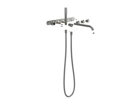 Supporting Image - Faucet Strommen Vara Fin Wall Bath Tap Set with Handshower Kit Brushed Graphite (3 Star) Lead Free