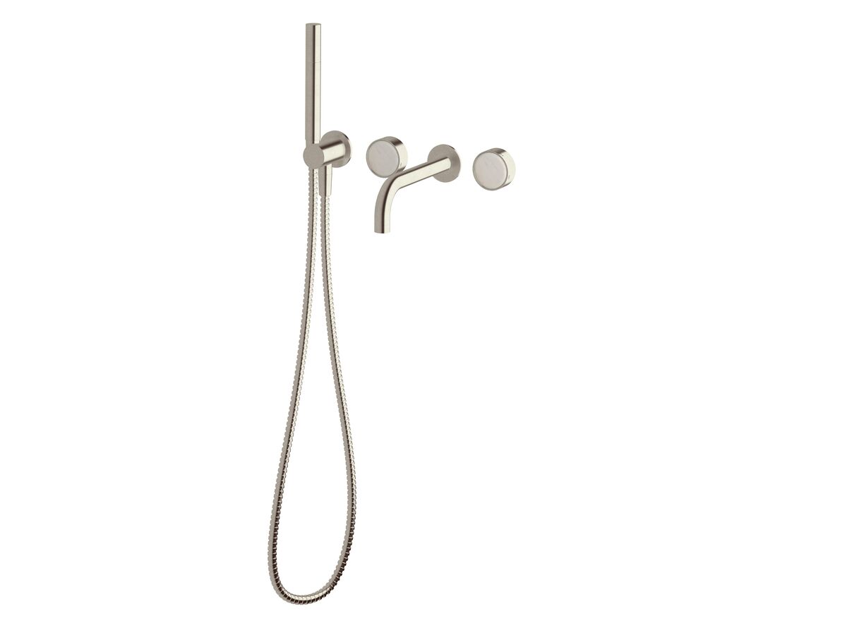 Supporting Image - Sussex Pure Elemental Progressive Bath Mixer System with Handshower 200mm PVD Brushed Nickel with Aurora Insert