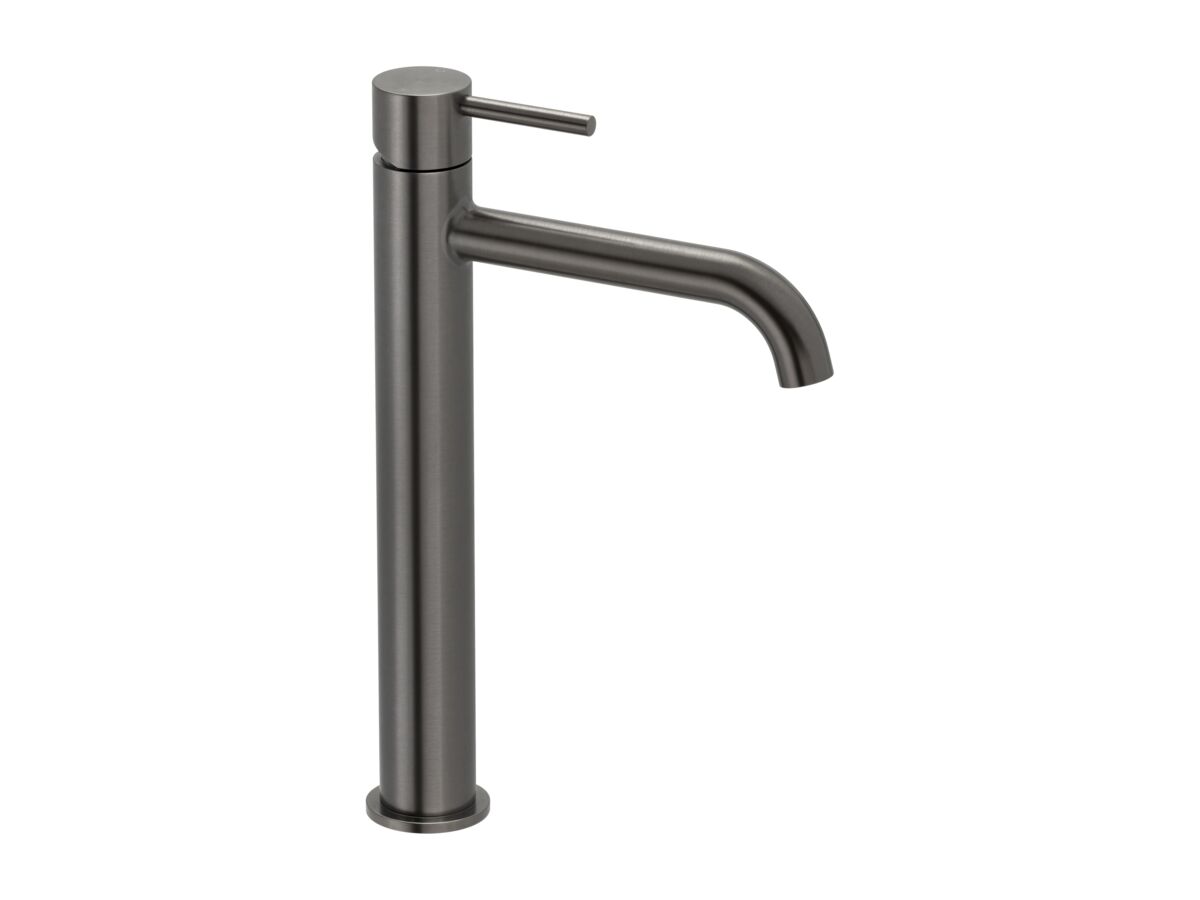 Mizu Drift Extended Basin Mixer Curve Spout Brushed Gunmetal (6 Star)