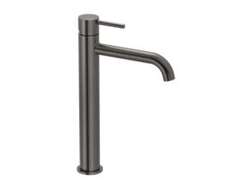 Mizu Drift Extended Basin Mixer Curve Spout Brushed Gunmetal (6 Star)