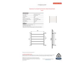 Specification Sheet - Hydrotherm Pure Heated Towel Rail 800 x 800mm Brushed Nickel