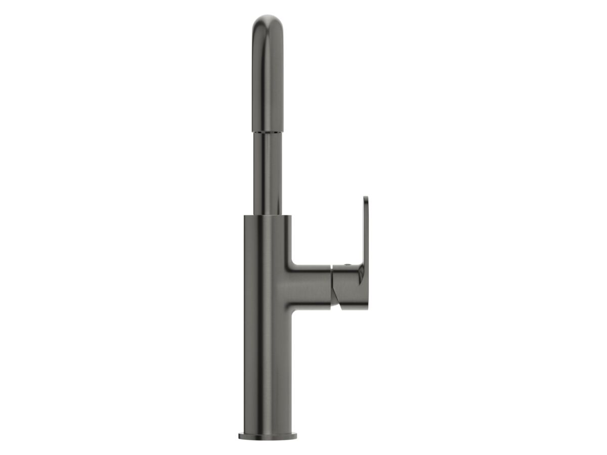 Supporting Image 2 - Mizu Soothe MK2 Gooseneck Sink Mixer Tap Square Brushed Gunmetal (5 Star) Lead Free - Front