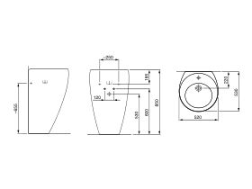 LAUFEN Alessi One Wall Basin / Pedestal 520 x 530 1 Taphole White