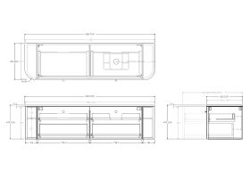 Technical Drawing - Kado Era Double Curve All Drawer 1800mm Wall Hung Vanity with Right Hand Basin 20mm Top