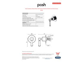 Specification Sheet - Posh Canterbury Shower Mixer with Porcelain Handle and Small Cover Plate Chrome