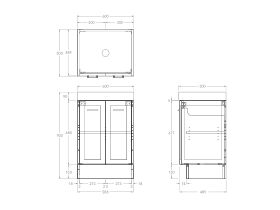 Kado Lux Door Vanity Unit 600 Floor Mount Centre Bowl Statement Top 2 Doors (No Basin)