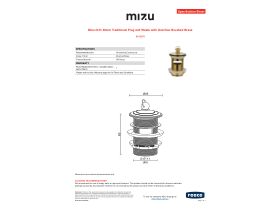 Specification Sheet - Mizu Drift 40mm Traditional Plug & Waste Overflow Brushed Brass
