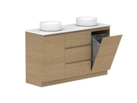 Supporting Image - Posh Domaine Plus Hamper Trio 1500 Floor Mounted Double Bowl 20mm Top
