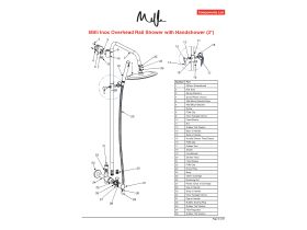 Component Listing - Milli Inox Overhead Rail Shower with Handshower Stainless Steel (3 Star)