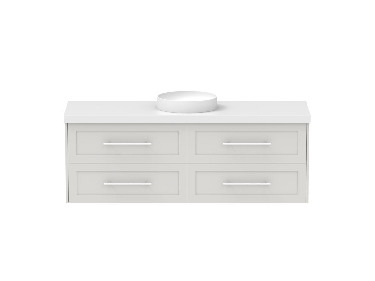 Hero - Kado Lux 1500mm All Drawer Wall Hung Vanity Unit 4 Drawers Single Bowl Vanity 50mm Top