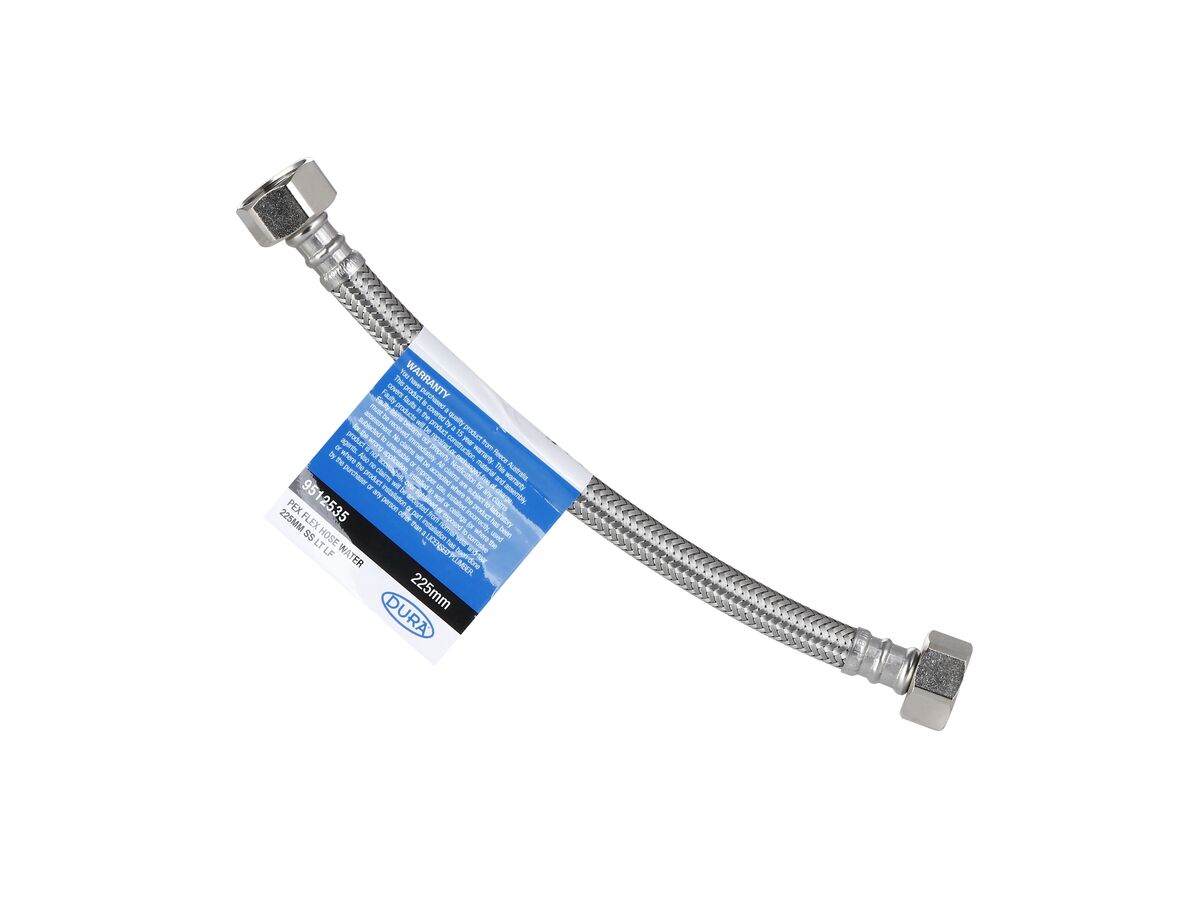Dura Pex Flexible Hose Connector Water 225mm Stainless Steel Low-Temp Lead Free