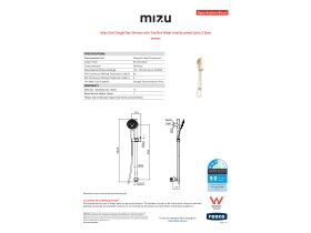 Specification Sheet - Mizu Drift Single Rail Shower with Top Rail Water Inlet Brushed Gold (3 Star)