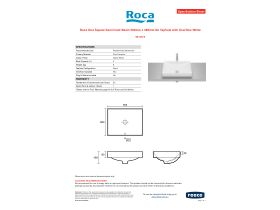 Specification Sheet - Roca Ona Square Semi Inset Basin 500mm x 380mm No Taphole with Overflow White