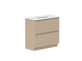 Supporting Image - Posh Domaine All-Drawer Twin 900mm Floor Mounted Vanity Unit Matte White Ceramic Top Centre Basin