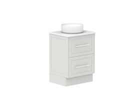Supporting Image - Kado Lux All Drawer 600mm Floor Mounted Vanity Centre Basin 20mm - Feather Grey - Angle