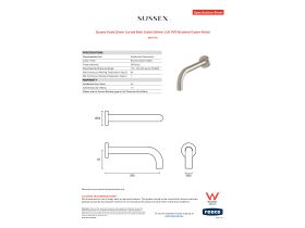 Specification Sheet - Sussex Scala 25mm Curved Bath Outlet 200mm LUX PVD Brushed Oyster Nickel