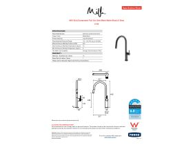 Specification Sheet - Milli Etch Gooseneck Pull Out Sink Mixer Matte Black (5 Star)