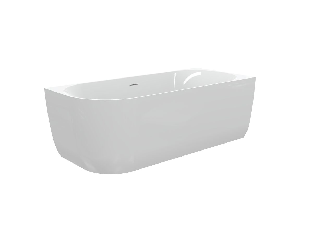 Supporting Image 2 - Posh Solus Back to Corner Freestanding Bath 1700mm Right Corner with Overflow Gloss White - Perspective View