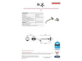 Specification Sheet - Milli Etch Progressive Wall Basin/Bath Mixer Tap Set with Round Backplate Brushed Nickel