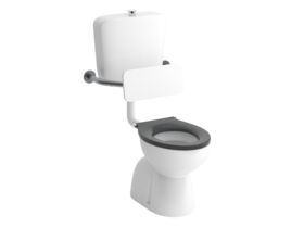 Hero - Wolfen Care Plastic Link Toilet Suite Concealed S Trap Pan with Grey Single Flap Seat / Raised Button with Back Rest (4 Star)