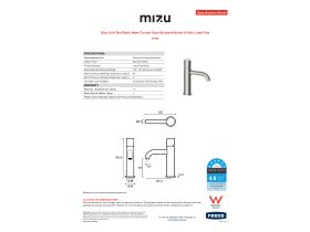 Specification Sheet - Mizu Drift Dial Basin Mixer Curved Spout Brushed Nickel (6 Star) Lead Free