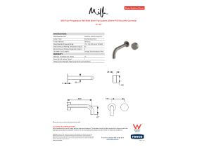 Specification Sheet - Milli Pure Progressive Wall Bath Mixer Tap System 200mm PVD Brushed Gunmetal