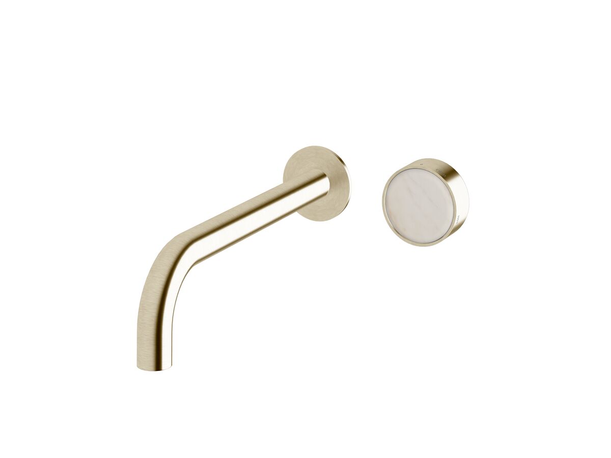 Supporting Image - Sussex Pure Elemental Progressive Wall Basin Mixer System 250mm PVD Brushed Platinum Gold (3 Star) Lead Free with Aurora Insert