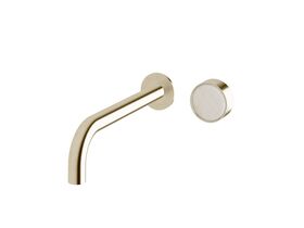 Supporting Image - Sussex Pure Elemental Progressive Wall Basin Mixer System 250mm PVD Brushed Platinum Gold (3 Star) Lead Free with Aurora Insert