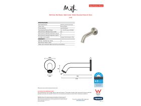 Specification Sheet - Milli Etch Wall Basin / Bath Outlet 160mm Brushed Nickel (6 Star)