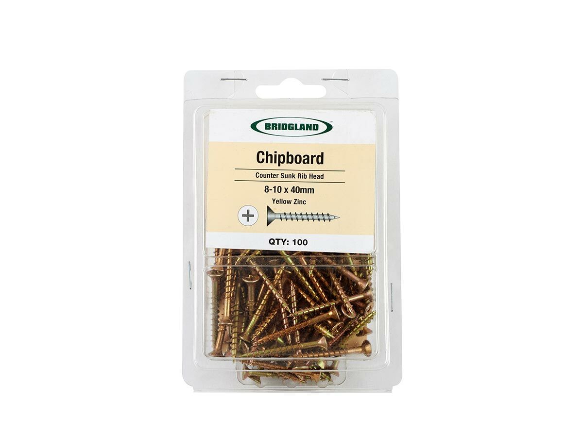 Bridgland Counter Sunk Screw Chipboard Yellow Zinc 8-10 x 40mm (100)