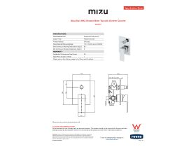 Specification Sheet - Mizu Bloc MK2 Shower Mixer Tap with Diverter Chrome