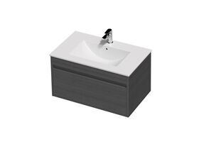 Posh Domaine Single 750 1 Drawer Wall Hung Colour Console Top Gloss White