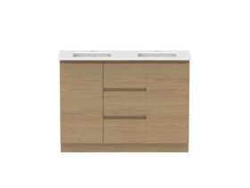 Hero - Posh Domaine 1200mm Floor Mount Vanity Unit Conventional Double Bowl Matte White Ceramic Top
