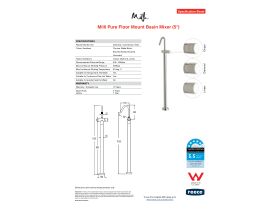 Specification Sheet - Milli Pure Floor Mounted Basin Mixer Tap Trimset (5 Star)