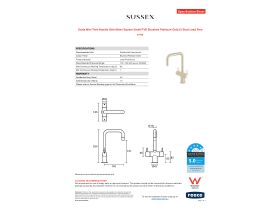 Specification Sheet - Scala Mini Twin Handle Sink Mixer Square Small PVD Brushed Platinum Gold (5 Star) Lead Free