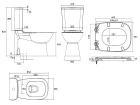 Posh Domaine Close Coupled Rimless Toilet Suite S Trap Soft Close Quick Release Seat White Chrome (4 Star)