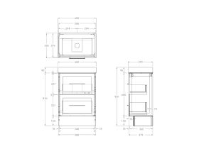 Technical Drawing - Kado Lux Ensuite All Drawer Twin 600mm Floor Mount Centre Basin 90mm Top