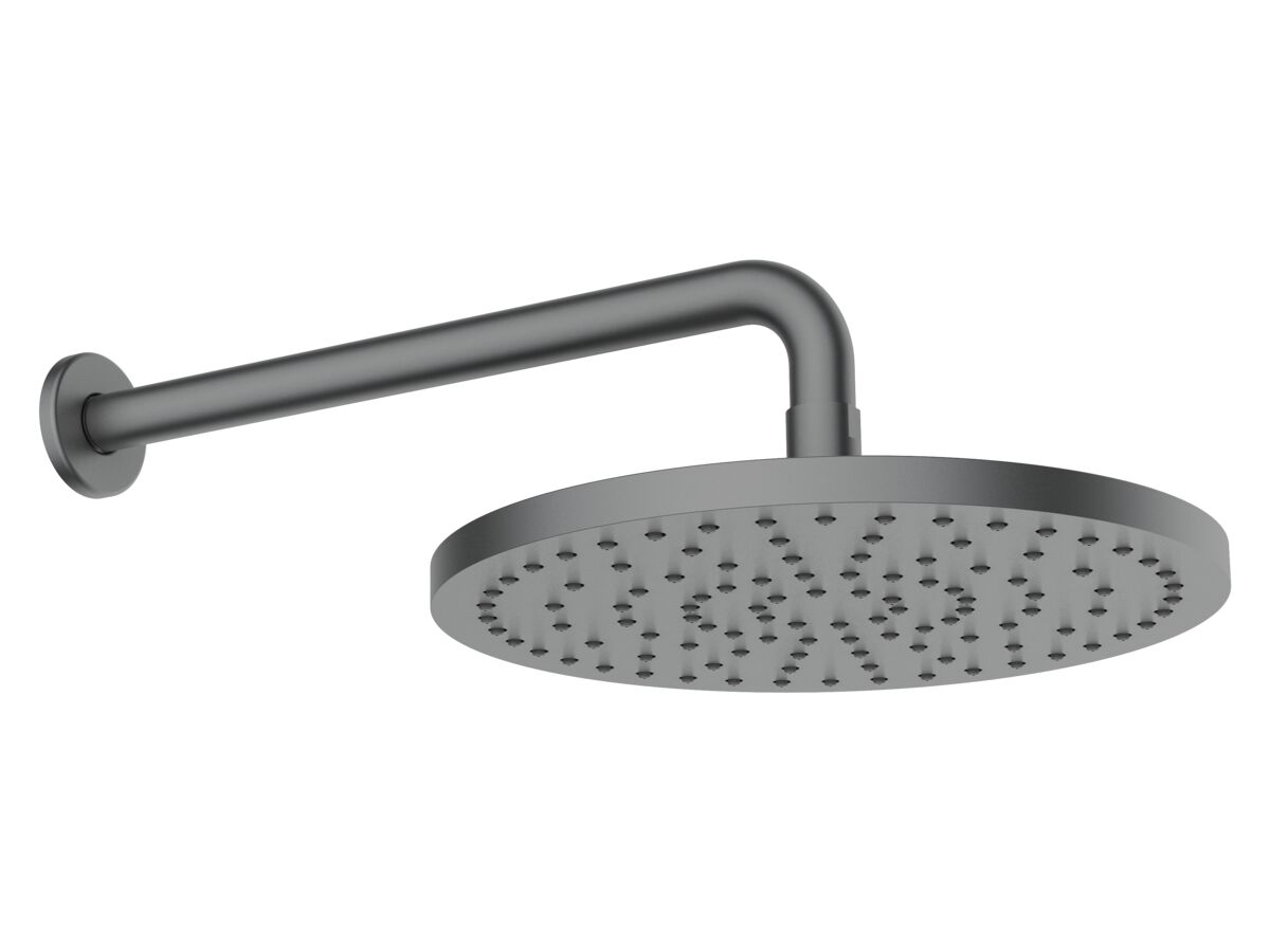 Supporting Image - Roca Ona Wall Straight Shower Arm with ABS Overhead Shower 250mm Brushed Gunmetal
