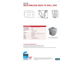 Technical Guide - AXA Wild Rimless Back to Wall Pan with Soft Close Quick Release Seat (4 Star)