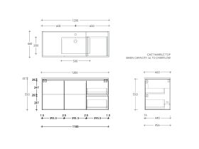 Posh Domaine Conventional 1200mm Single Bowl Wall Hung Vanity Cast Marble Top Centre Basin