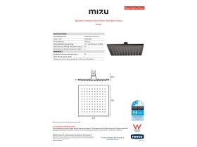 Specification Sheet - Mizu Bloc Overhead Shower 200mm Matte Black (3 Star)
